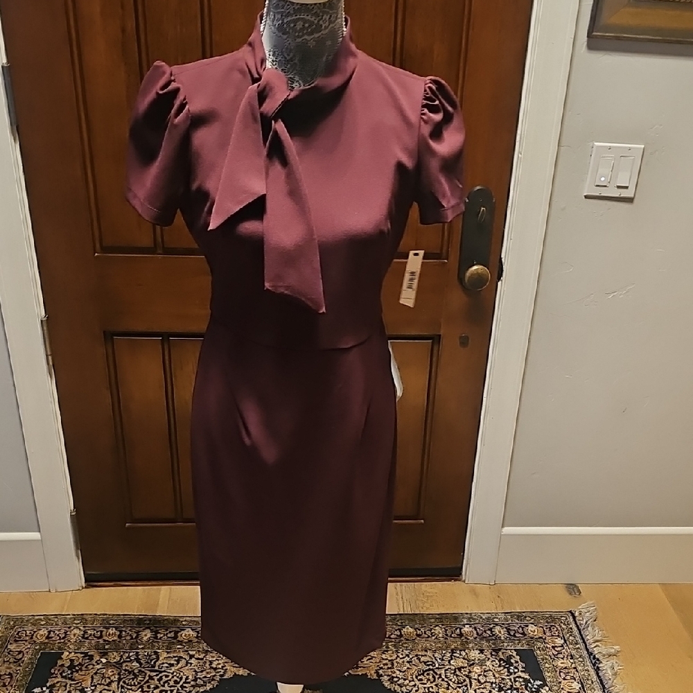 Elegant Burgundy Dress with Bow Detail
